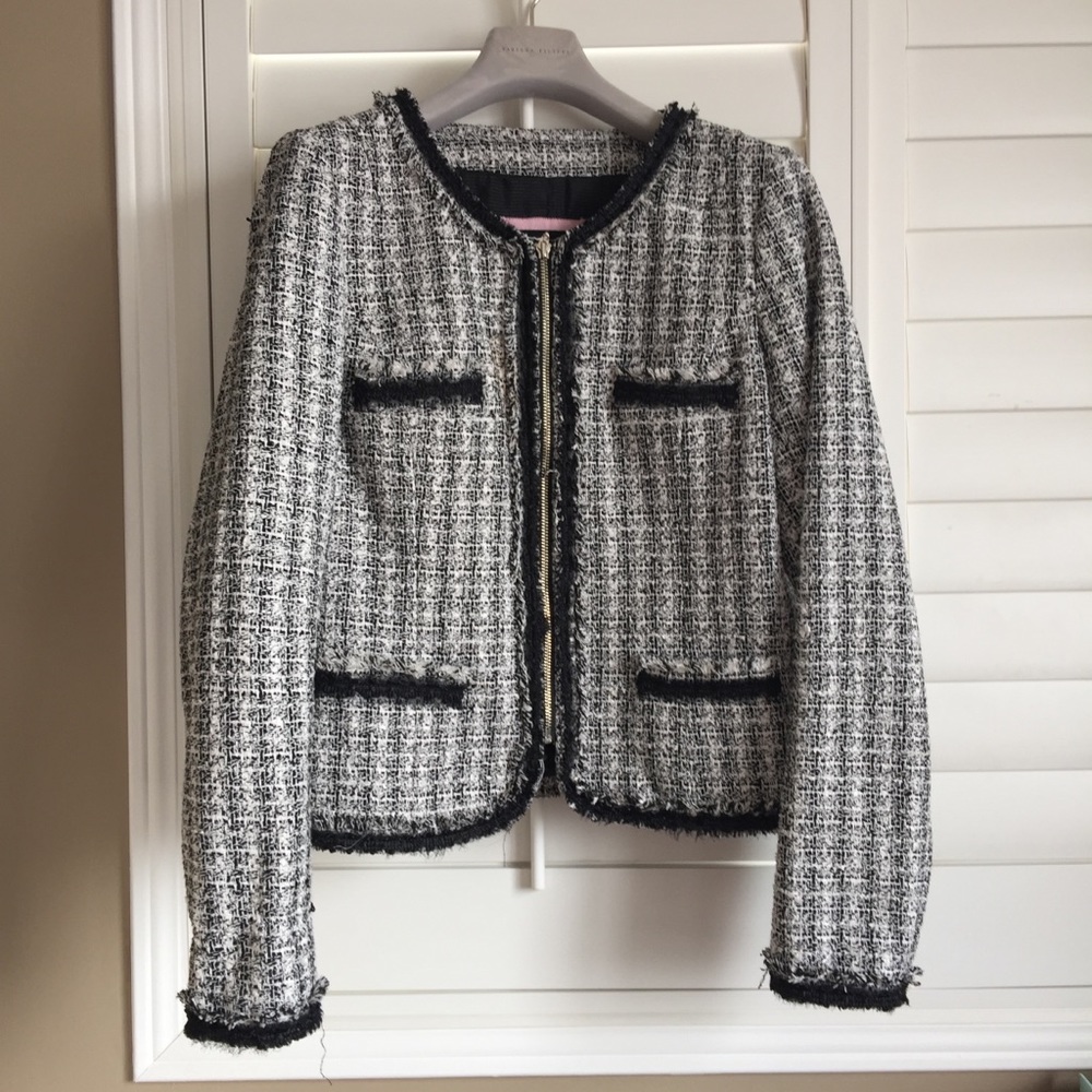 Pink Tartan classic zipped tweed blazer